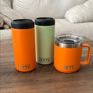 YETI Vibrant Orange and Soft Green Drinkware Trio